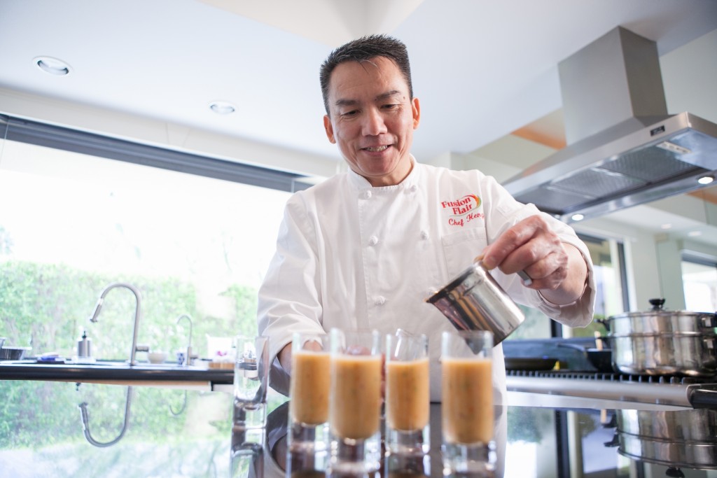 Chef Heng Making Fresh Gazpacho Shooters